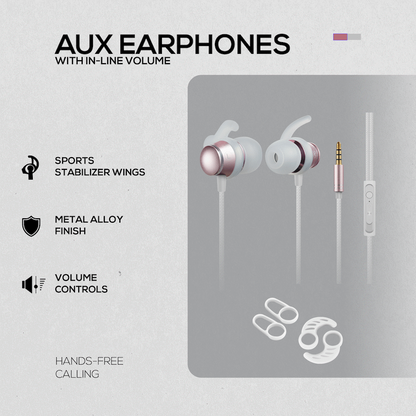 Volkano Titanium Series AUX Earphone - Rose Gold