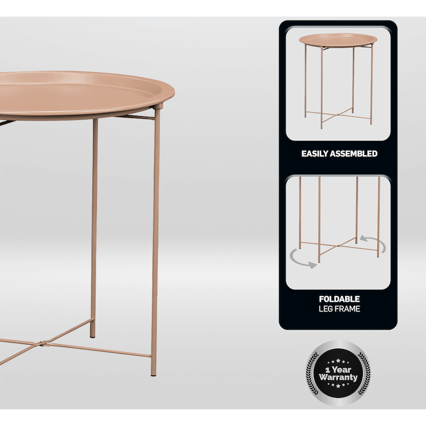 Everfurn Nala Side Table Beige, Painted MDF, Steel Frame