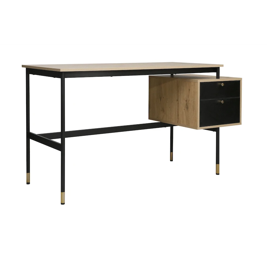 Everfurn Summit Desk with Two Drawers - Black