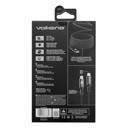 Volkano Weave Series 60w Magnetic Type-C Cable - Black