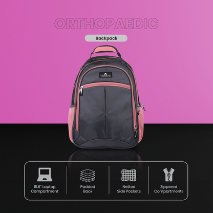 Volkano Orthopaedic Backpack 27L - Dark Grey/Pink