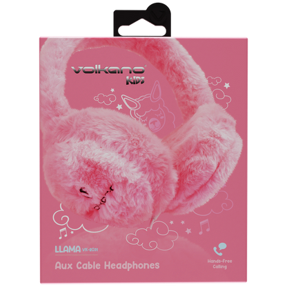 Volkano Kids Llama Series Wired Headphones with Case - Pink
