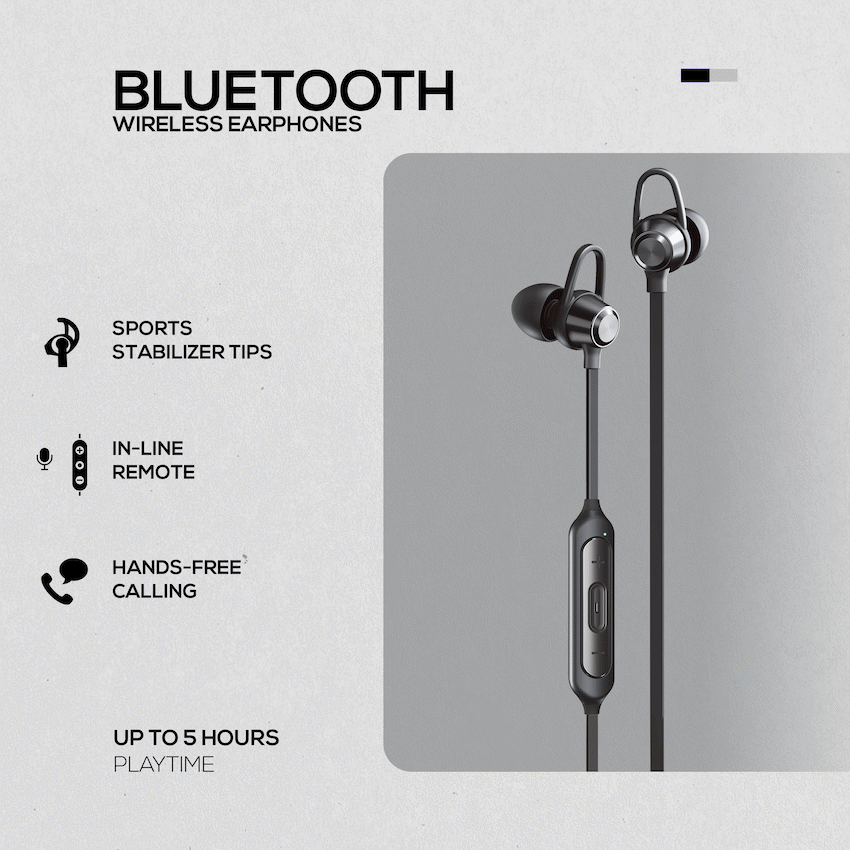 Volkano Rush 2.0 Bluetooth Earphones - Black