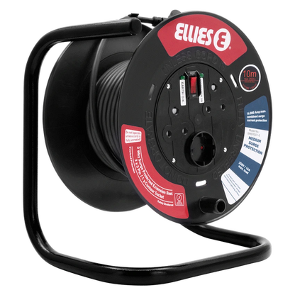 Ellies Heavy Duty Surge Protected Extension Reel 10m - BK