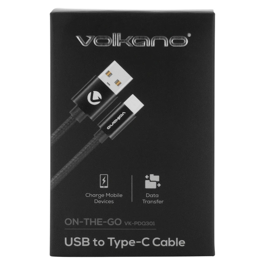 Volkano On-The-Go USB to Type-C 18w Braided 1m Cable - Black