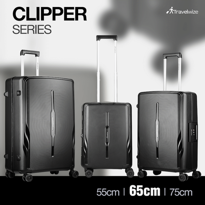 Travelwize Clipper PP 65cm 4-Wheel Spinner Luggage Black