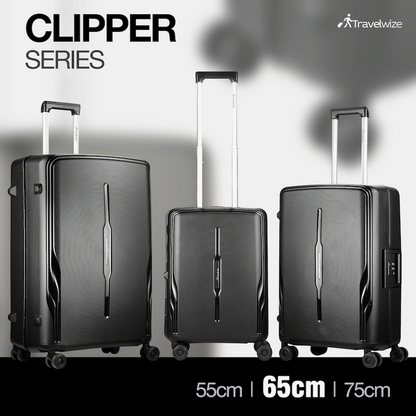 Travelwize Clipper PP 65cm 4-Wheel Spinner Luggage Black
