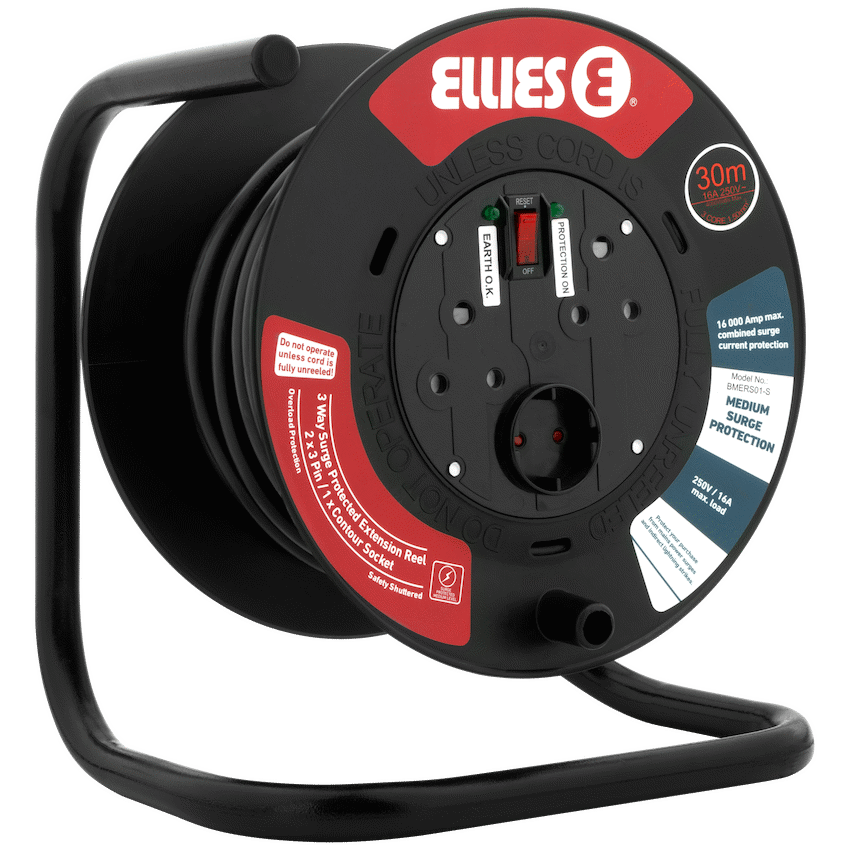 Ellies Heavy Duty Surge Extension Reel-30M-BK