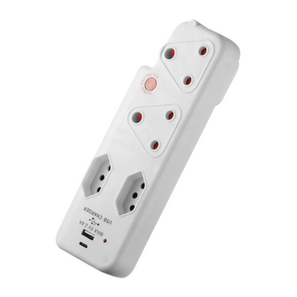 Switched 4-Way Medium Surge Adaptor with Type-C + USB