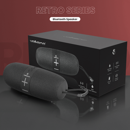 Volkano Flow Series Portable Bluetooth Speaker - Black with Grey Buttons