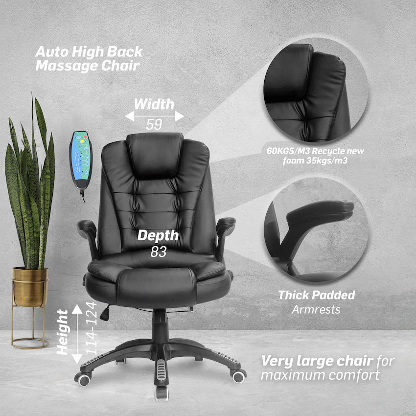 Everfurn Auto High Back Massage Function Office Chair