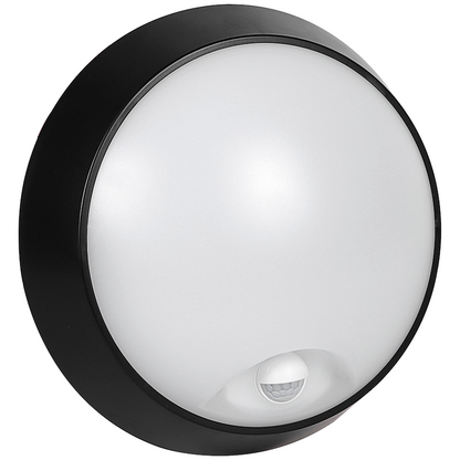 Ellies Spectra Series - AC 15W  Round LED Bulkhead with 3CCT and Sensor -BK