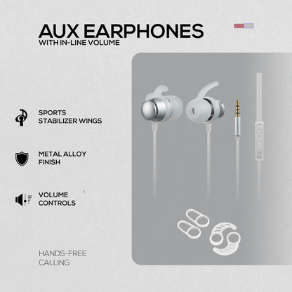 Volkano Titanium Series AUX Earphone - Silver