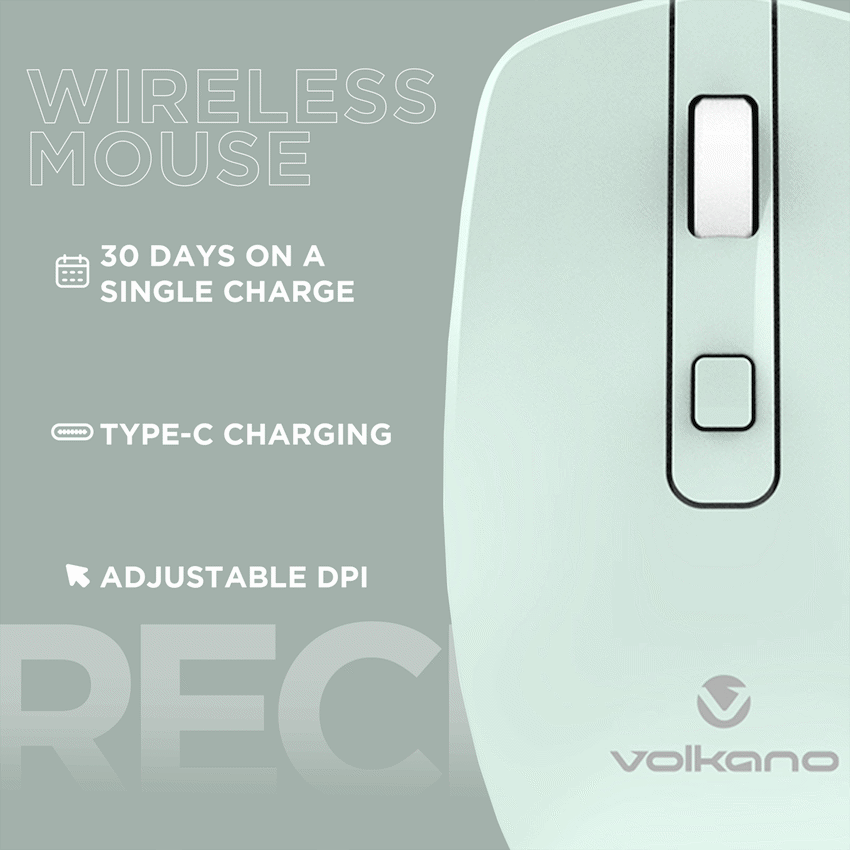 Volkano Granite Series Rechargeable Wireless Mouse - Green
