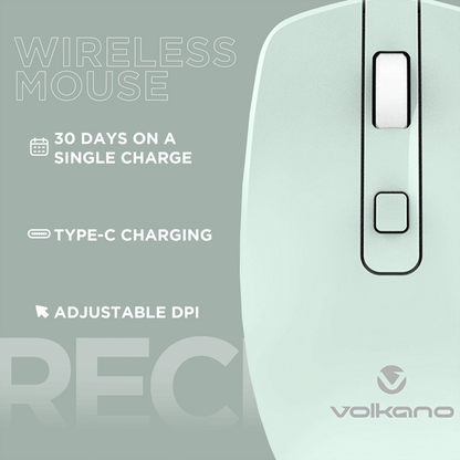Volkano Granite Series Rechargeable Wireless Mouse - Green
