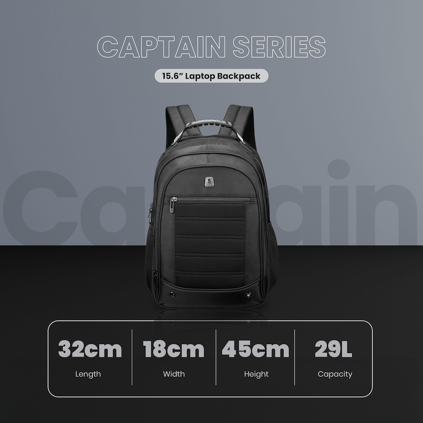 Volkano Captain 15.6" Laptop Backpack - Black