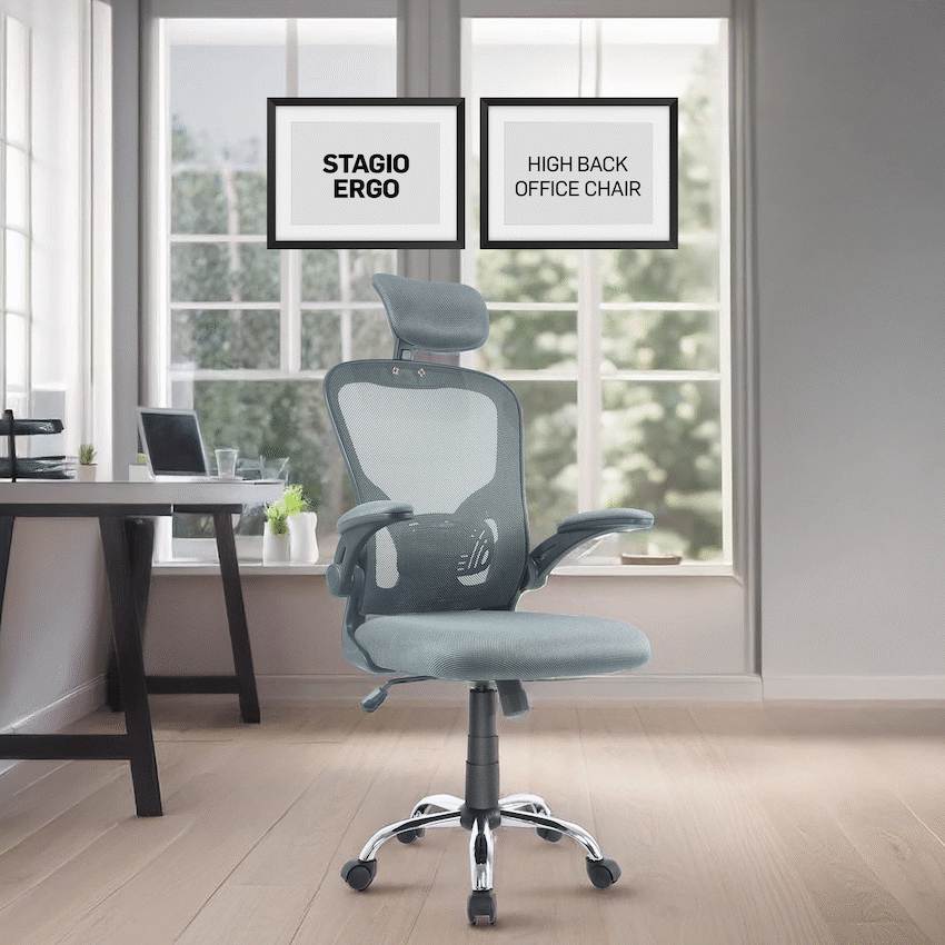 Everfurn Stagio Ergo Office Chair - High Back - Grey
