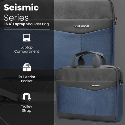 Volkano Seismic 15.6" Laptop Shoulder Bag Blk/Nvy