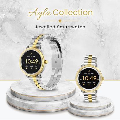 Volkano Ayla Collection Jewelled Smartwatch With 2 Colour Metal link strap