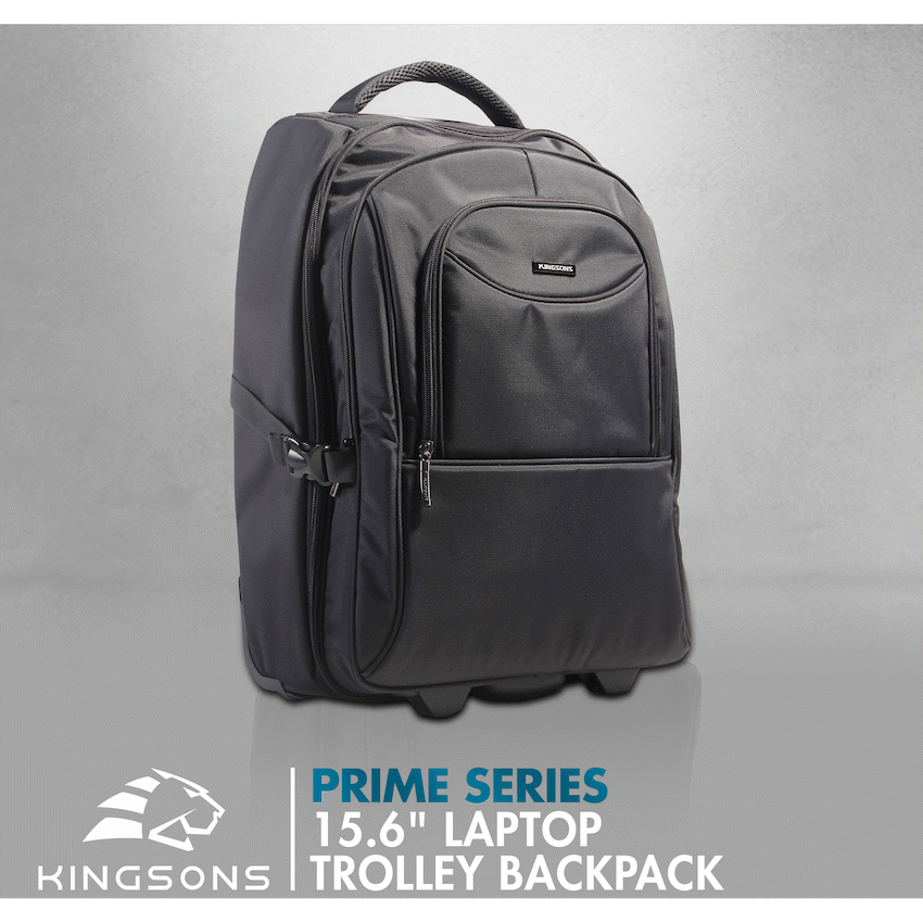 Kingsons Prime 15.6" Laptop Trolley Backpack - Black