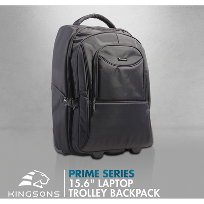 Kingsons Prime 15.6" Laptop Trolley Backpack - Black