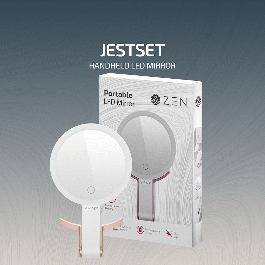 ZEN JestSet Series Portable Handheld LED Mirror - White