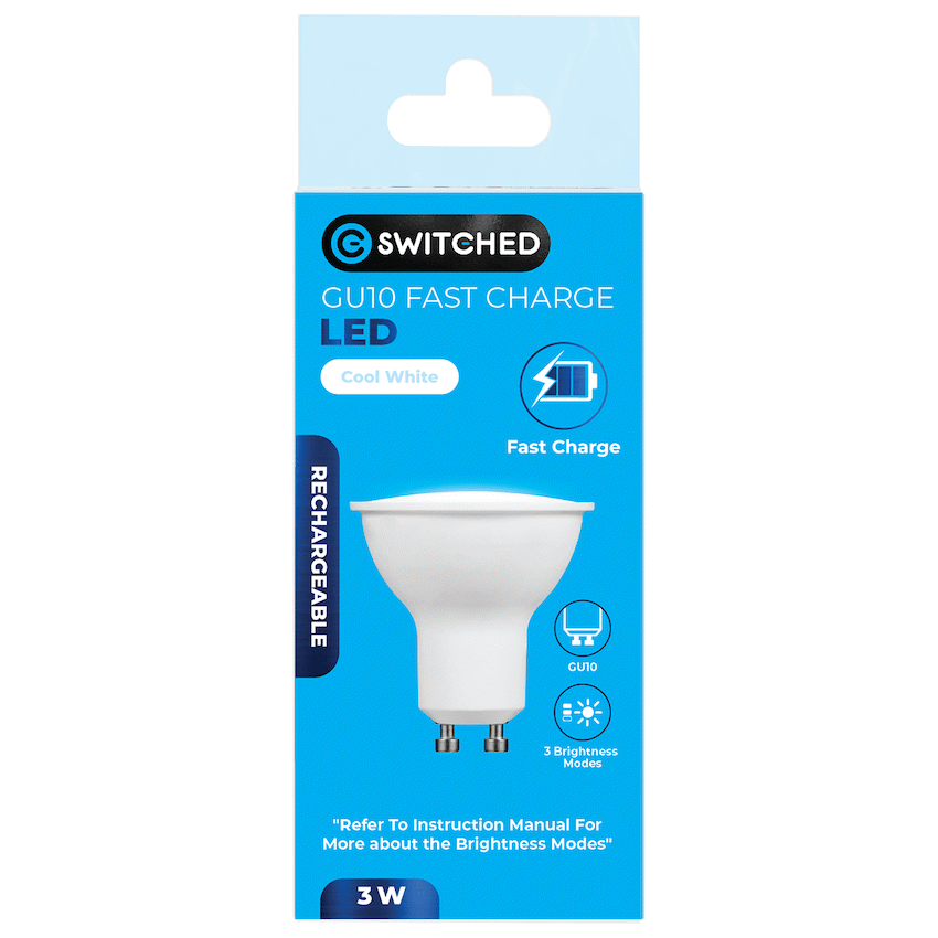 Switched 3w GU10 Rechargeable Fast-Charge LED - CW