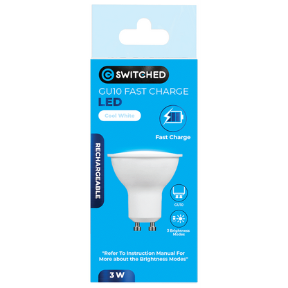 Switched 3w GU10 Rechargeable Fast-Charge LED - CW