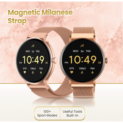 Volkano Ayla Collection Smartwatch with Extra Silicone Strap - Gold