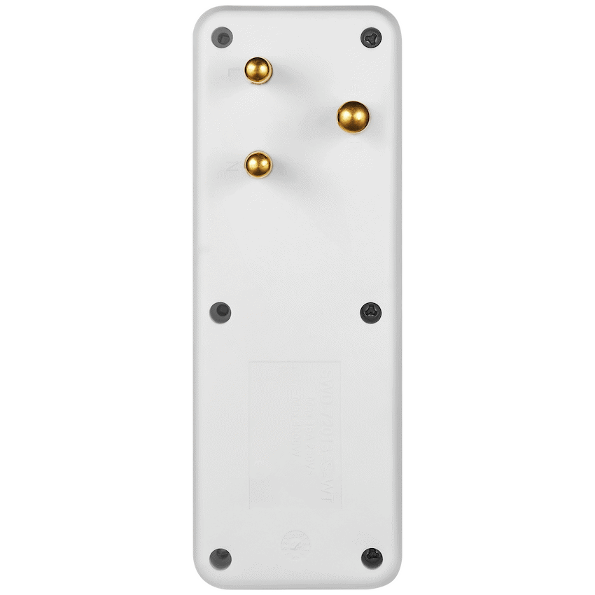 Switched 4-Way Medium Surge Adaptor with Schuko - White