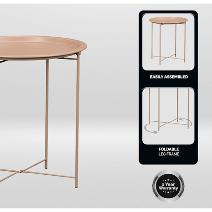 Everfurn Nala Side Table Beige, Painted MDF, Steel Frame, 2 Pack