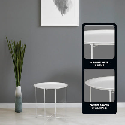 Everfurn Nala Side Table White, Painted MDF, Steel Frame, 2 Pack