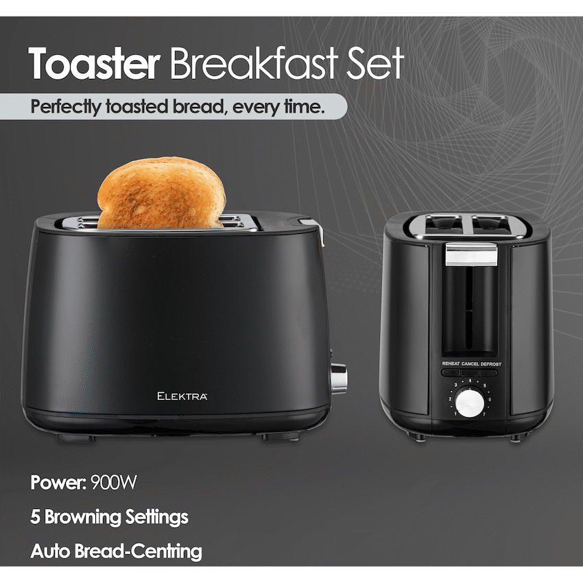 Elektra Kettle, Toaster and Blender Breakfast Set - Black