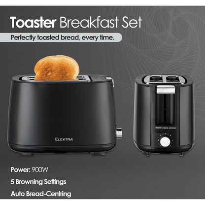 Elektra Kettle, Toaster and Blender Breakfast Set - Black