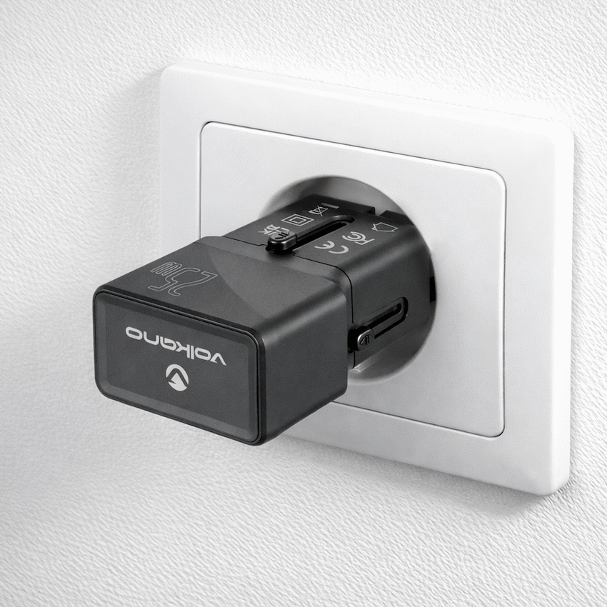 Volkano Globetrotter Series 25w Dual USB + Type-C Mini Travel Adaptor