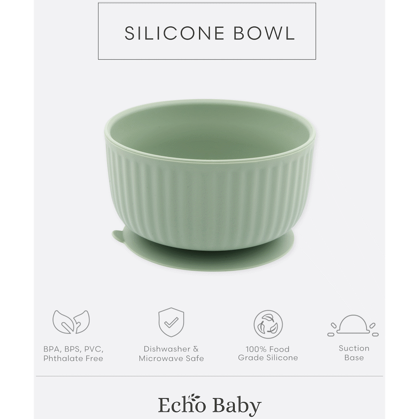 Echo Baby Silicone Suction Bowl - Sage