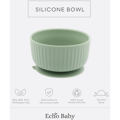 Echo Baby Silicone Suction Bowl - Sage