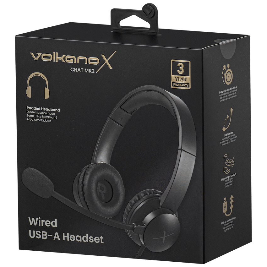 VolkanoX Chat Mk2 Series Wired USB Headset - Graphite