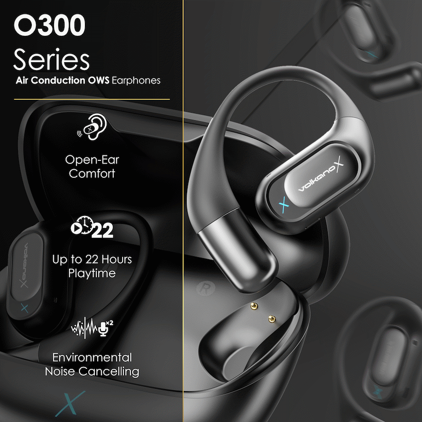VolkanoX O300 Air Conduction OWS Earphones - Black