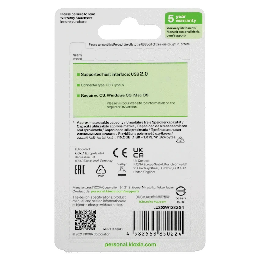 Kioxia 128GB USB 2.0-White