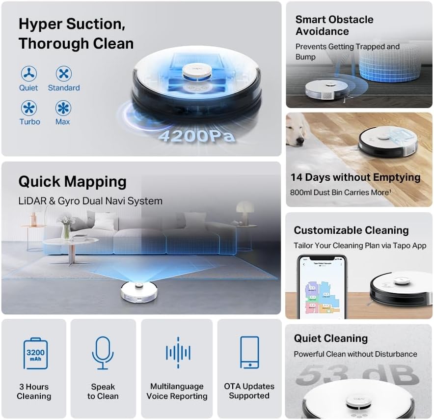 Tapo RV30C LiDAR Navigation Robot Vacuum
