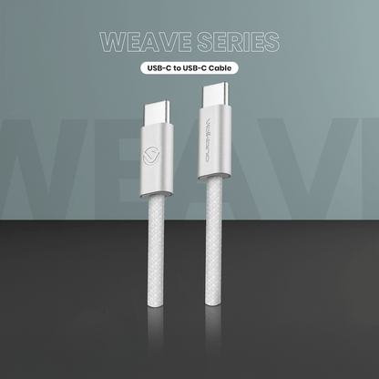 Volkano Weave Series 60w USB C to USB C 1.2m-White