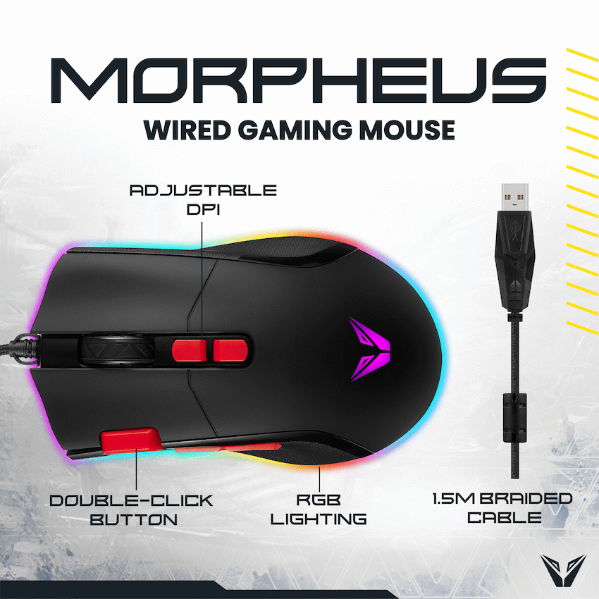 VX Gaming Morpheus Series Wired RGB Mouse with Braided Cable