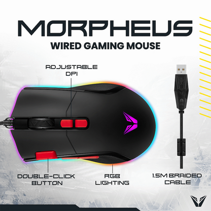 VX Gaming Morpheus Series Wired RGB Mouse with Braided Cable