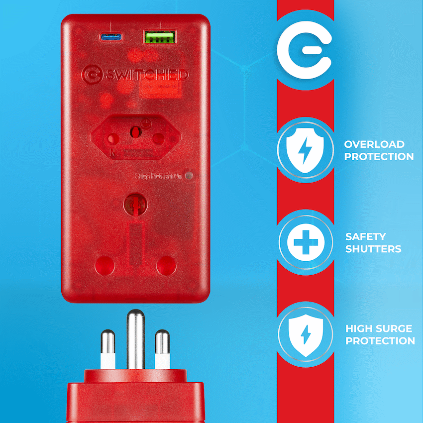 Switched High Surge Multi Adaptor with USB + Type-C PD20W