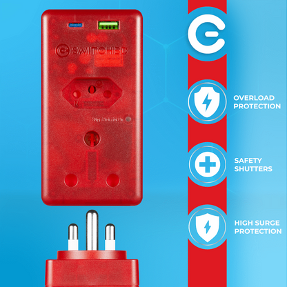 Switched High Surge Multi Adaptor with USB + Type-C PD20W