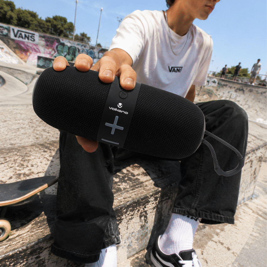 Volkano Flow Series Portable Bluetooth Speaker - Black with Grey Buttons