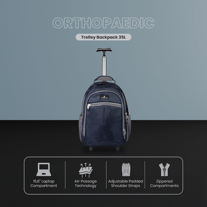 Volkano Orthopaedic Trolley Backpack 27L - Navy/Grey