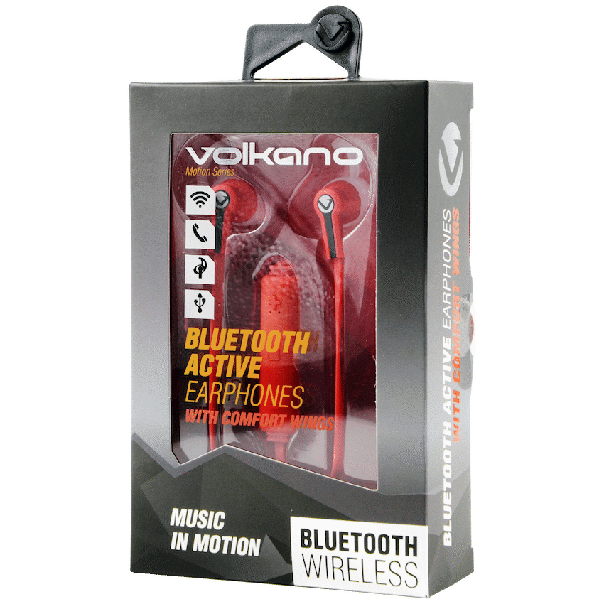 Volkano Motion Bluetooth Earphones - Red/Black