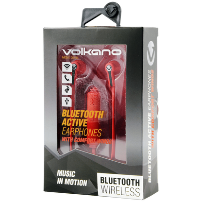 Volkano Motion Bluetooth Earphones - Red/Black